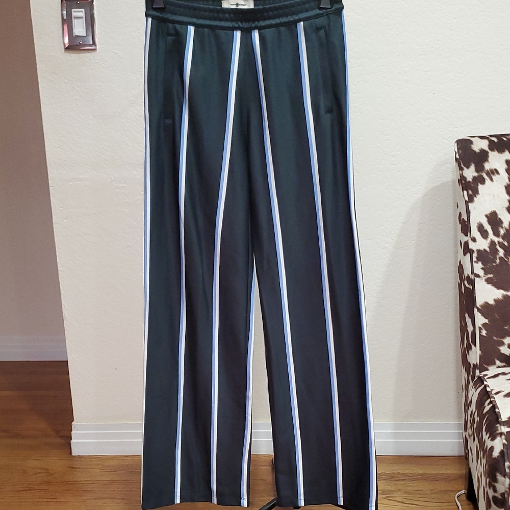 Sz M Tory Sport Hunter Green Striped Track Pants